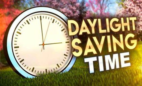 Photo of a clock with the words Daylight Savings TIme